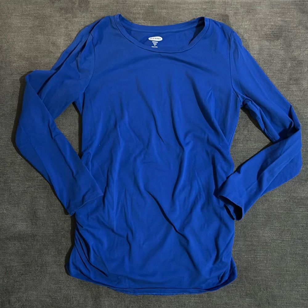 Old Navy Fitted Maternity Blue Shirt